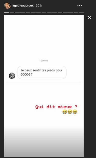 Agathe Auproux : un de ses abonnés lui propose 5000€ pour sentir ses pieds