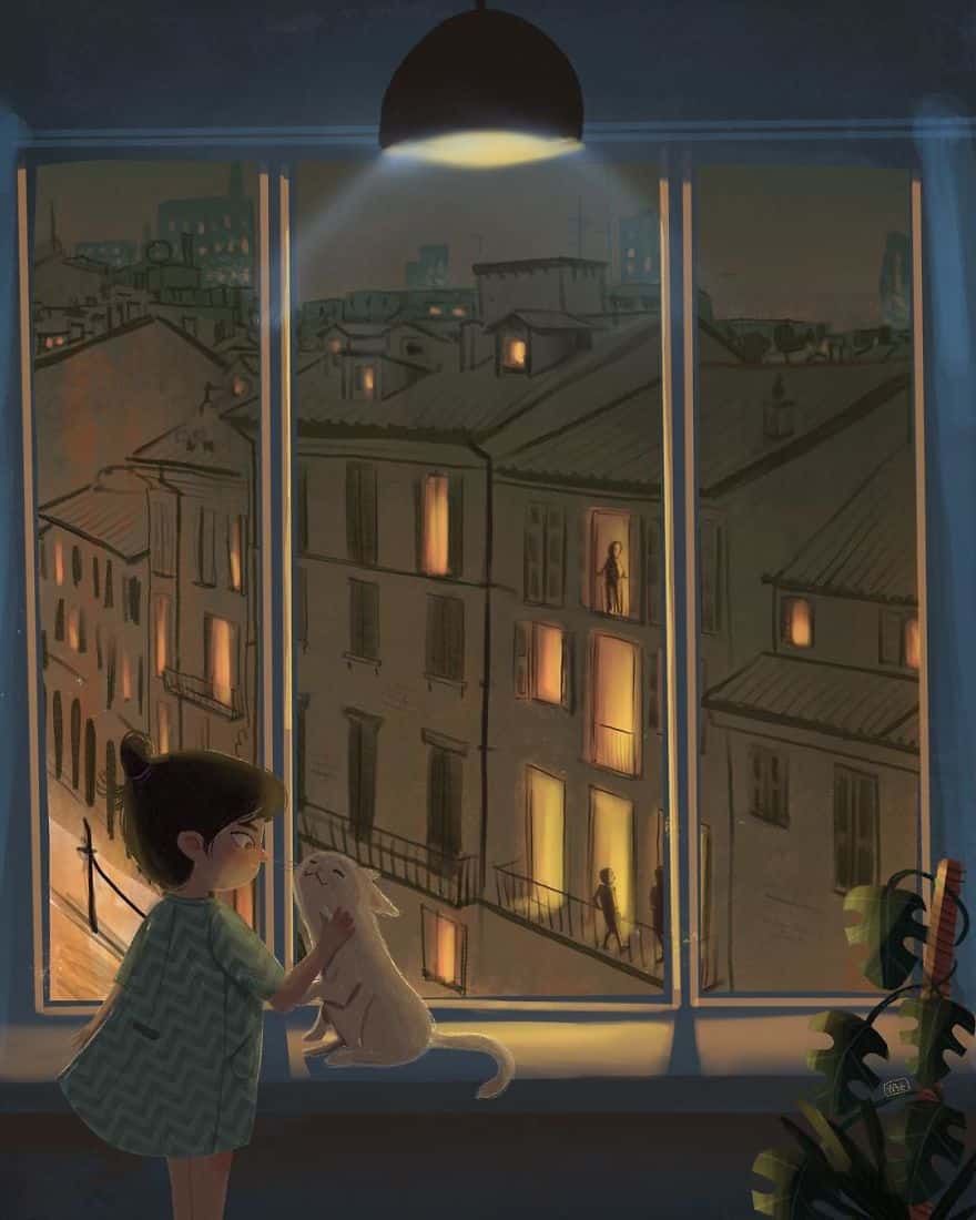 En Italie cette illustratrice raconte en dessins la vie avec un chat.