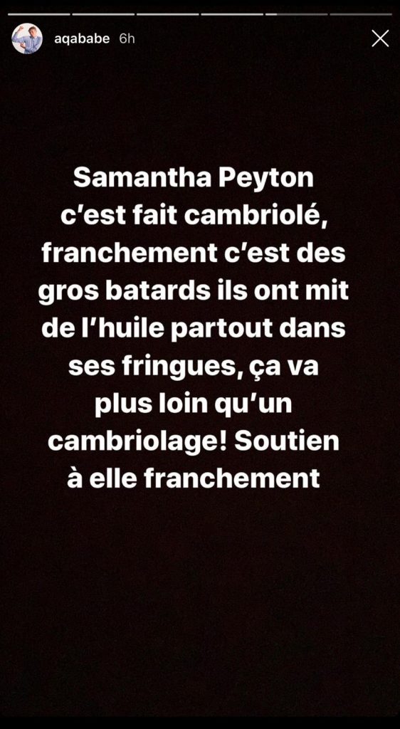 Samantha Peyton : les cambrioleurs ont mis de l'huile partout sur ses vêtements 