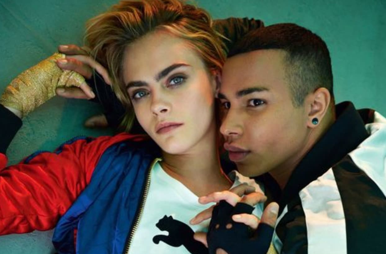 Cara Delevingne et Olivier Rousteing posent nus dans une vitrine de boutique Balmain à Paris