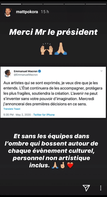 matt pokora interpelle macron