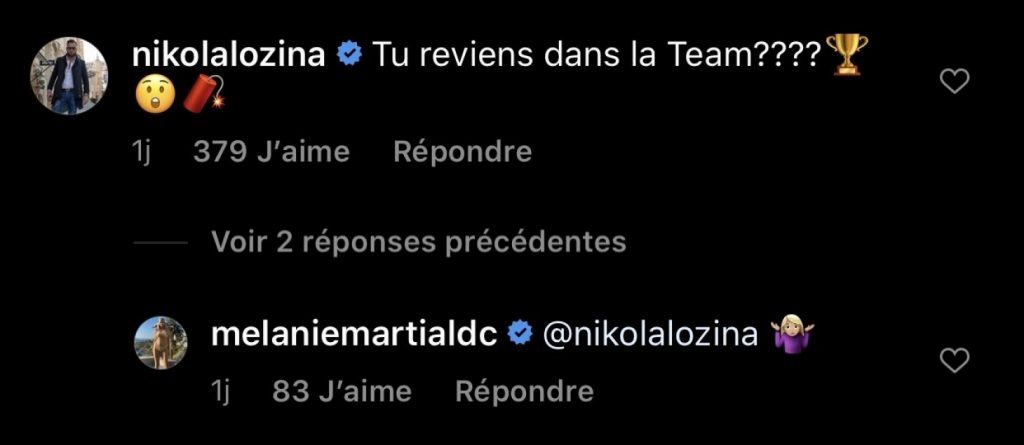 Mélanie Da Cruz : de retour dans LMvsMonde5 ? Nikola Lozina s'en mêle