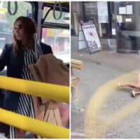 Une femme sans masque lui crache dessus dans le bus, il l'éjecte sur le trottoir