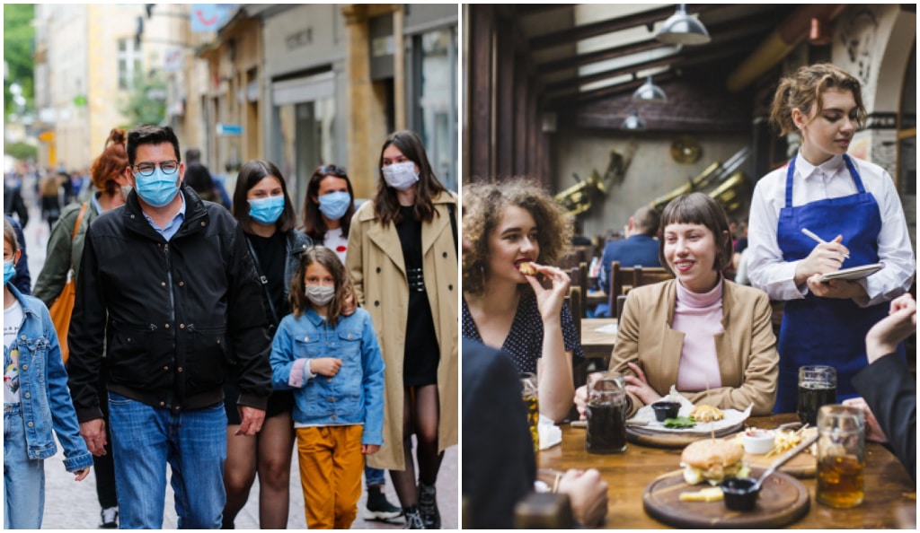 coronavirus-gens-masques-rue-gens-restaurant-sans-masque