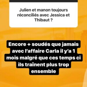 Julien et Manon : ils sont encore plus soudés avec Jessica et Thibault depuis l'affaire Carla