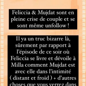 Feliccia (ORDM) : en pleine crise de couple avec Mujdat, ils se sont unfollow des réseaux