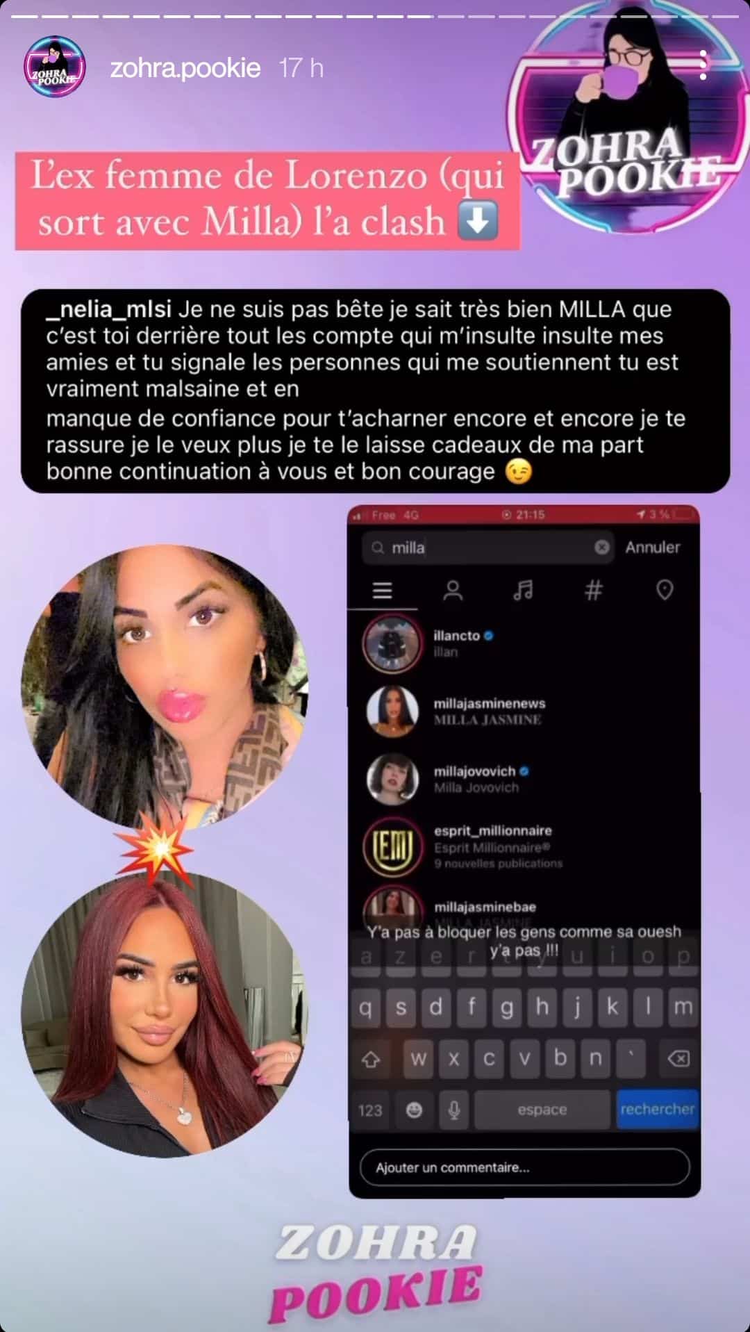 Milla Jasmine : taclée par l'ex de son compagnon Lorenzo, elle répond