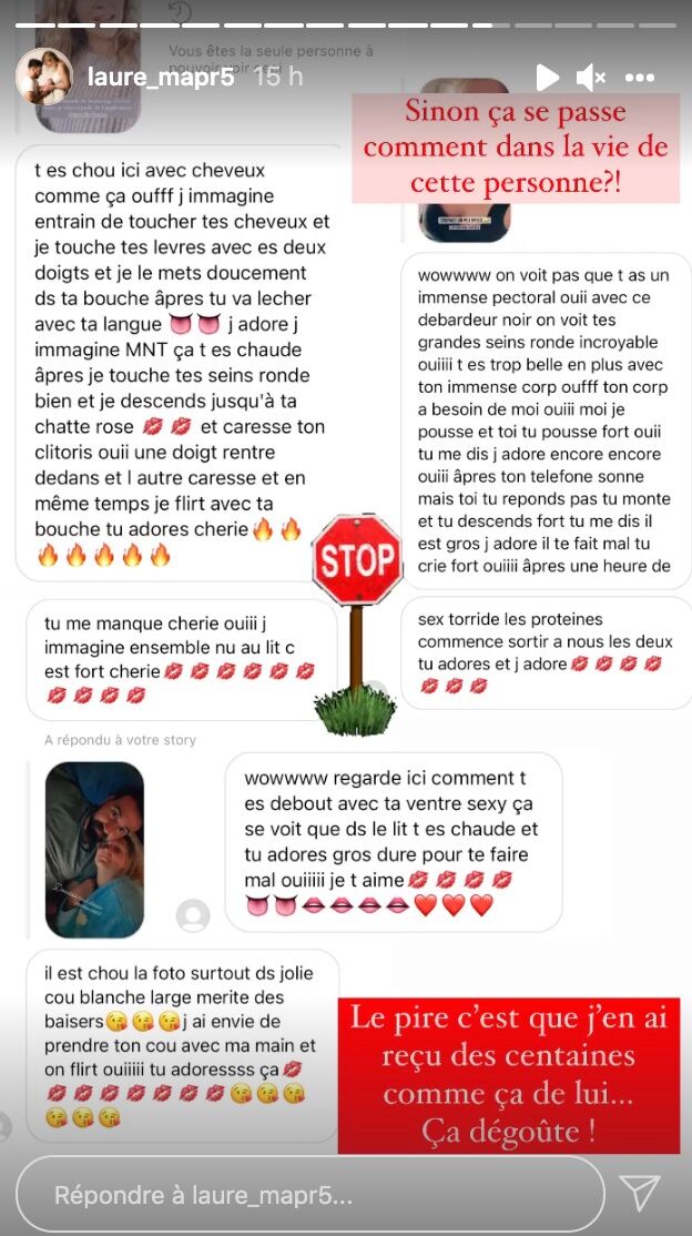 Laure (MAPR) : écoeurée par les messages qu'on lui envoie, elle les montre