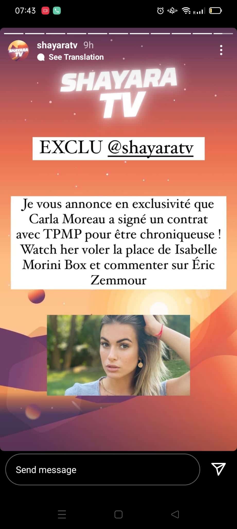 Carla Moreau : elle serait sur le point de rejoindre l'équipe de Cyril Hanouna sur TPMP 