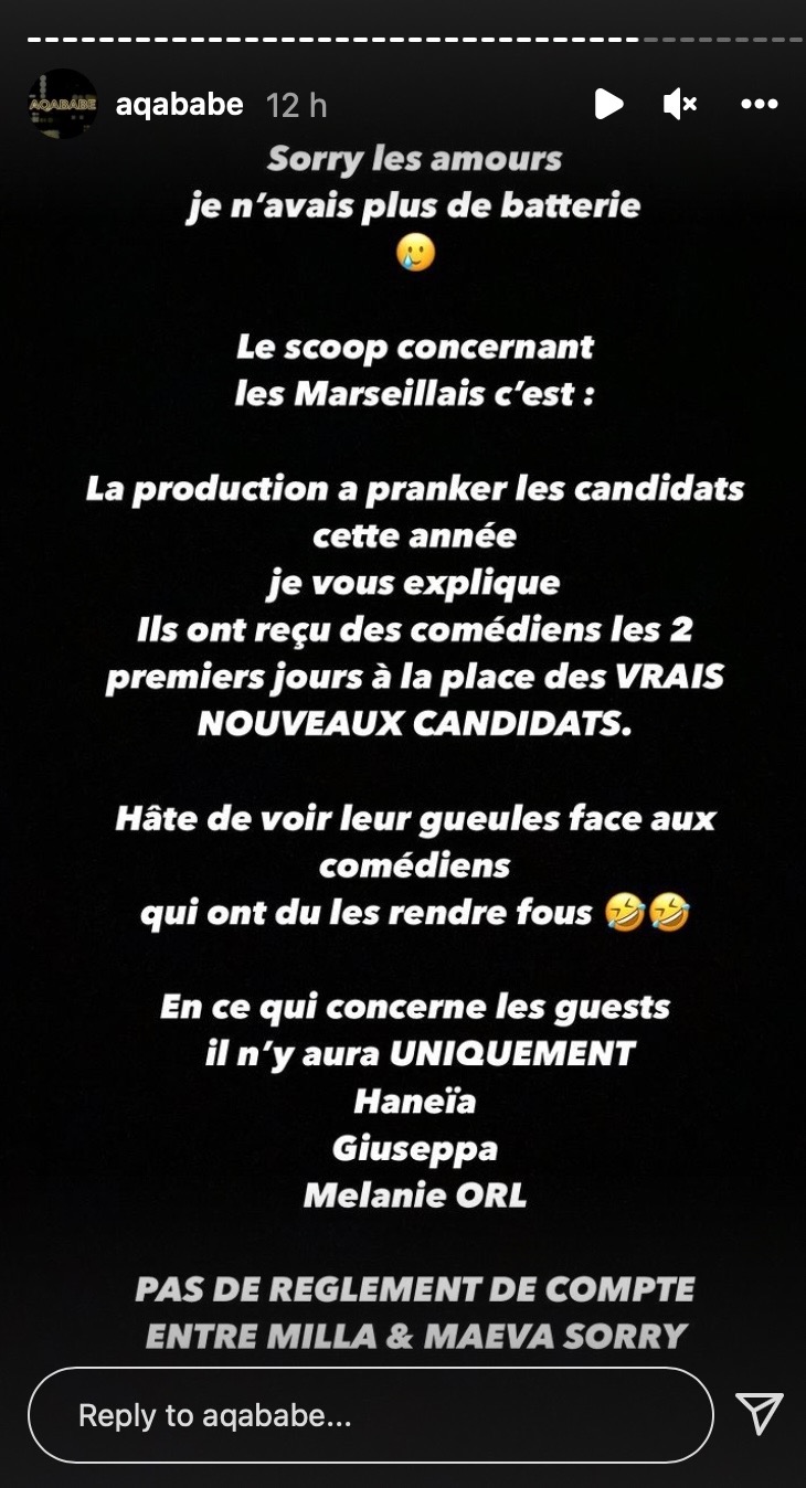 La production piège les candidats des Marseillais