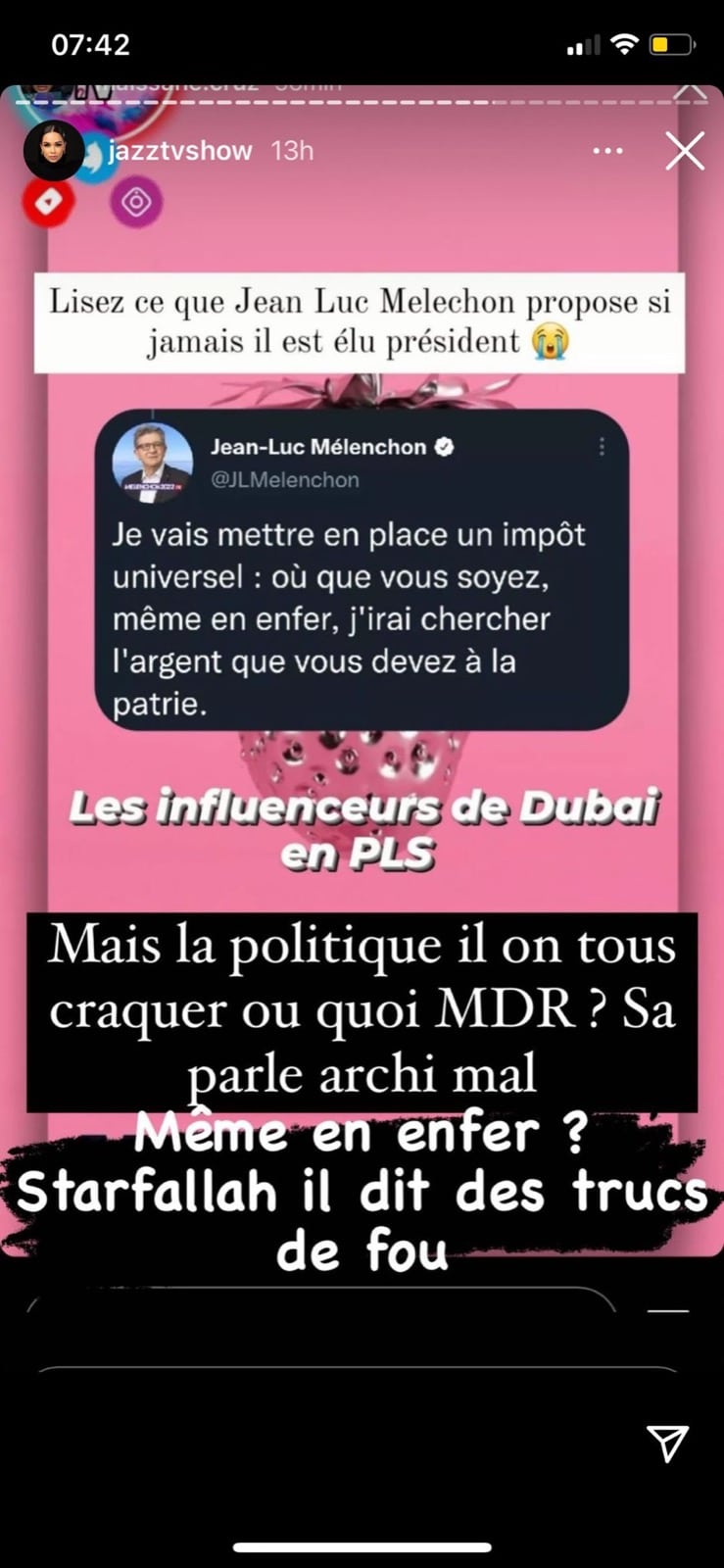 Jazz est choquée par les propos de Mélenchon