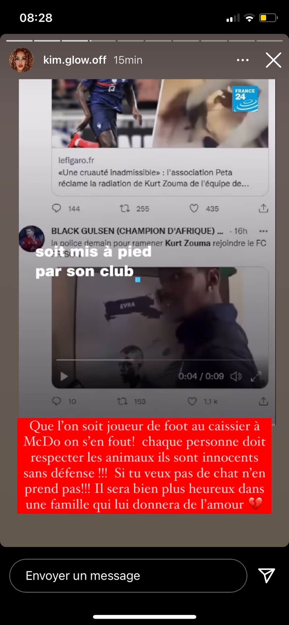 C'est de pire en pire ce monde', plusieurs candidats taclent le footballeur Kurt Zouma qui a maltraité un chat