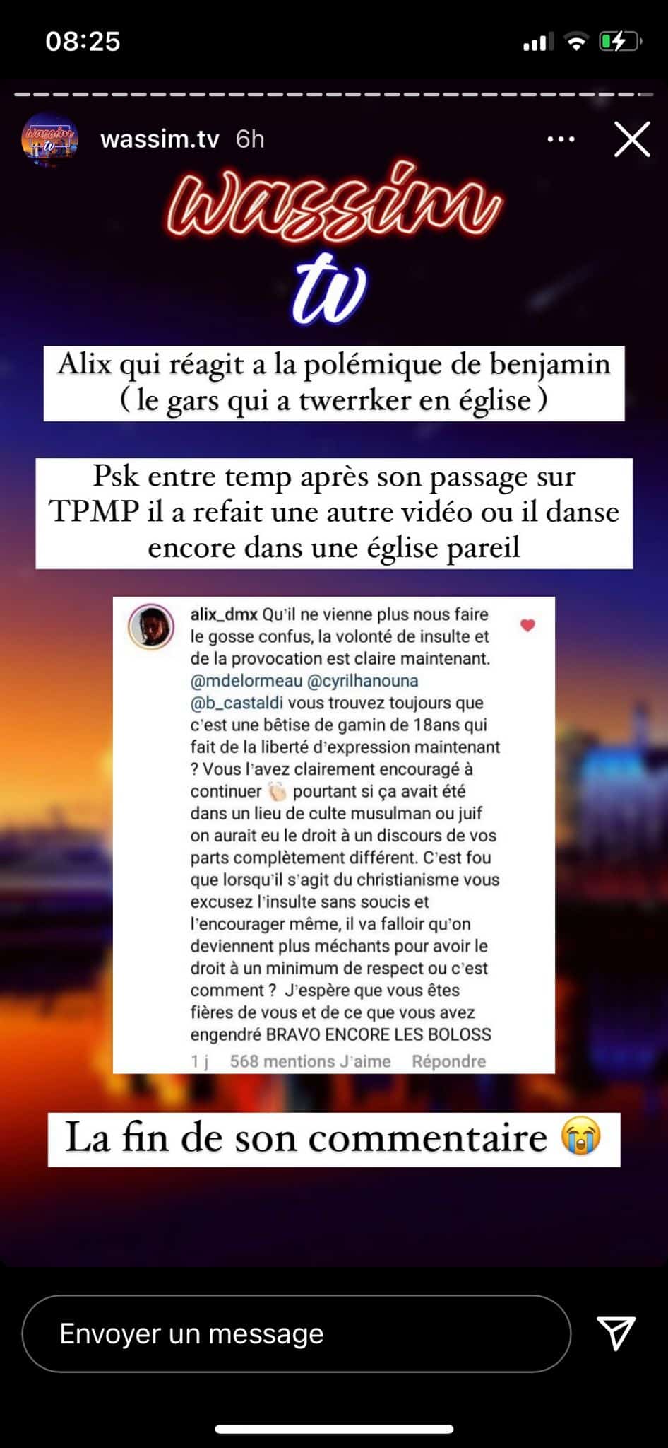 Alix : elle tacle fortement le tiktokeur Benjamin Ledig qui a twerké dans une église