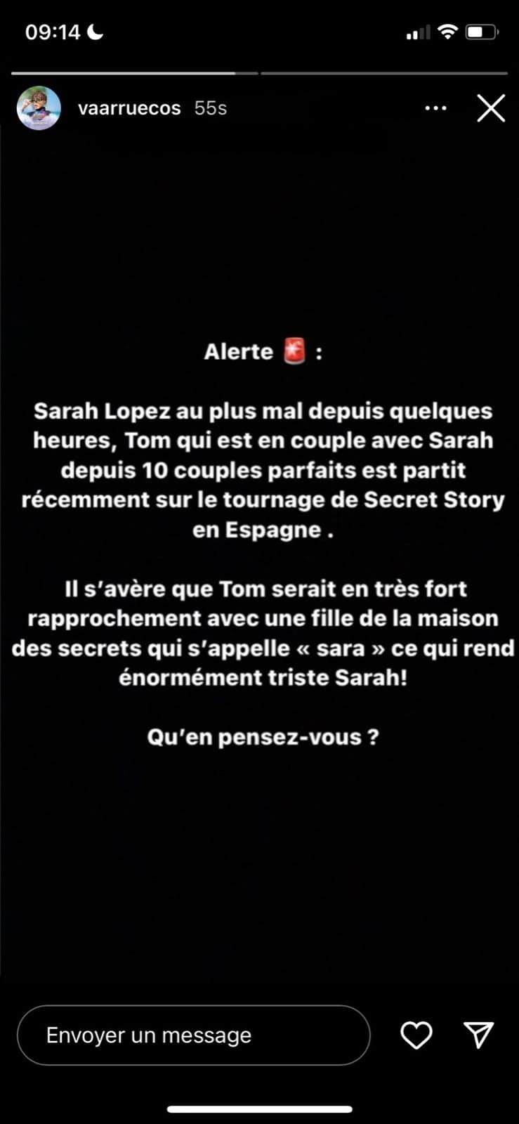 Sarah Lopez trompée par Tom ? Elle est au plus mal 