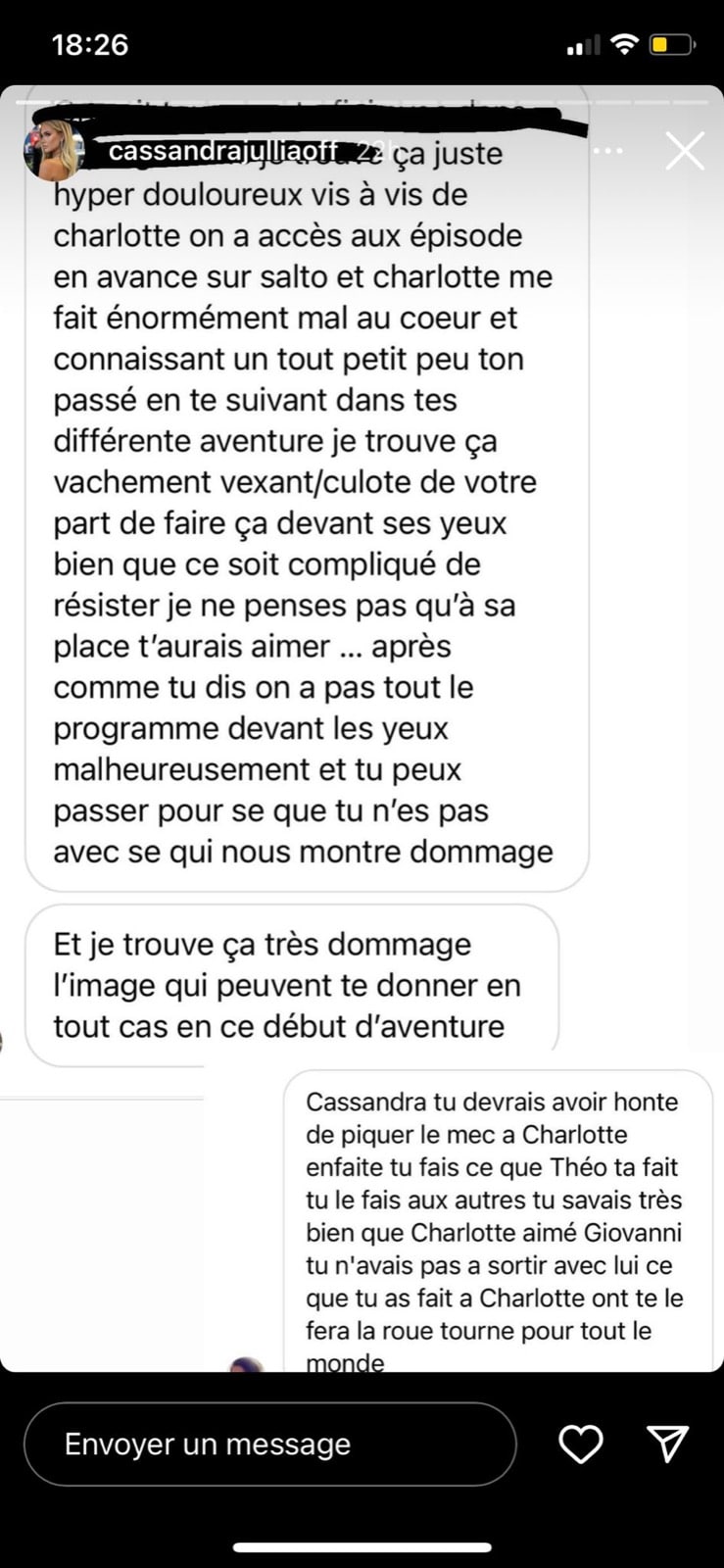 Cassandra (La Villa) : son comportement avec Giovanni comparé aux infidélités de son ex Théo