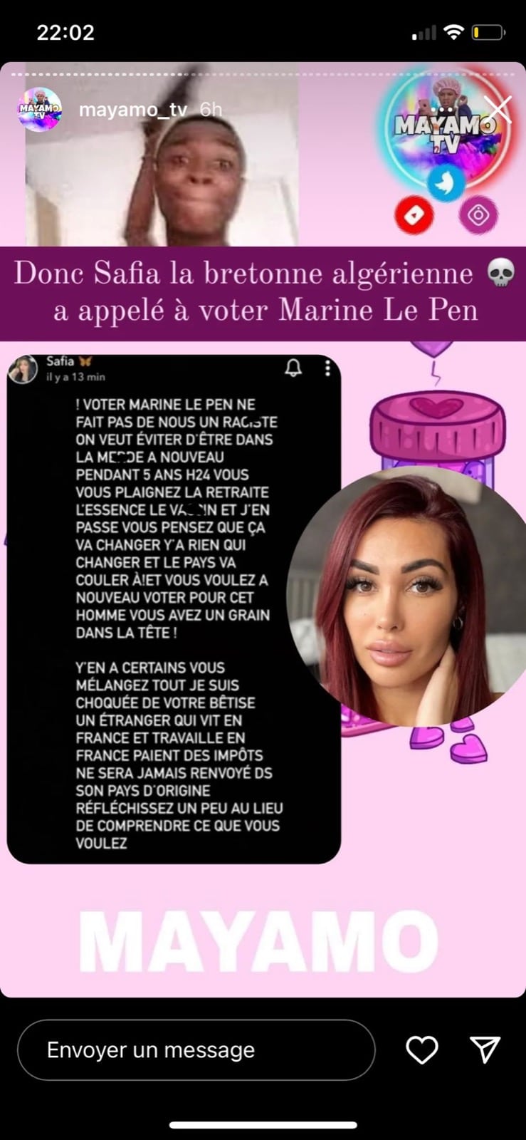 Safia Alba : elle apporte son soutien à Marine Le Pen et se fait tacler