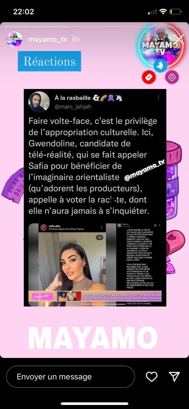 Safia Alba : elle apporte son soutien à Marine Le Pen et se fait tacler