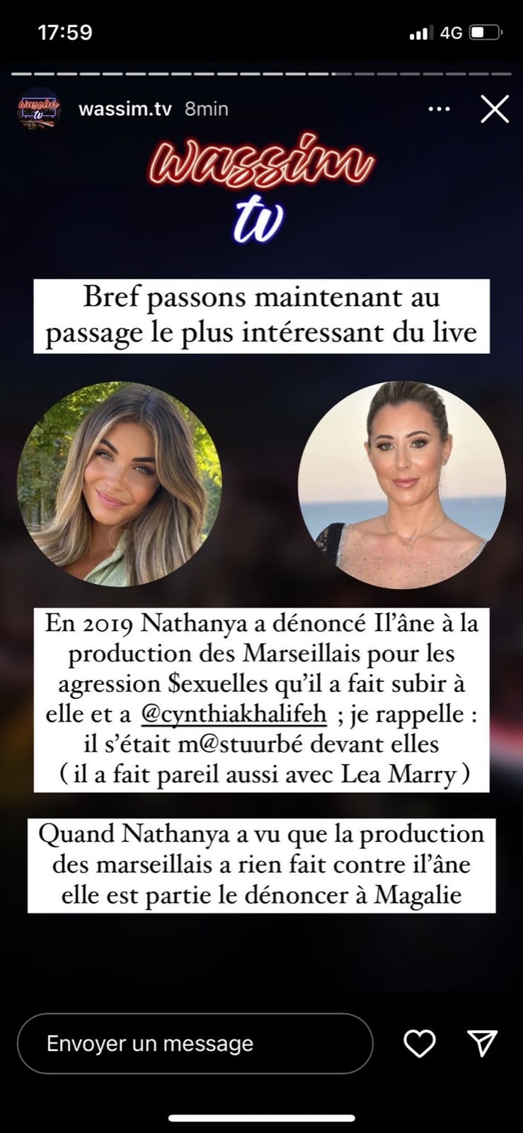 Nathanya : drogue, agressions sexuelles, elle s'exprime sur les coulisses des tournages 