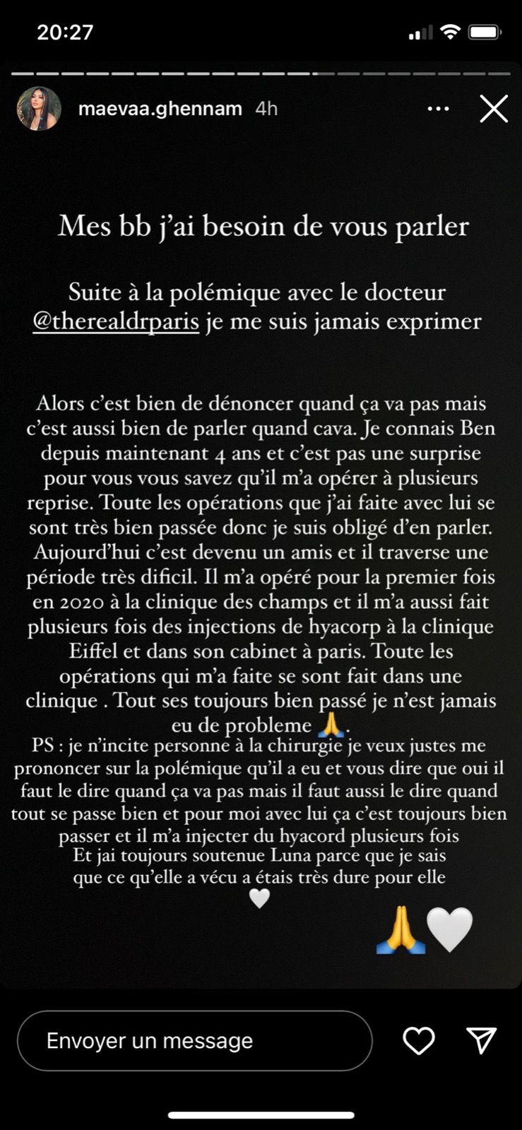 Maeva Ghennam : impliquée dans l'affaire de la grave infection de Luna Skye ? Elle s'exprime