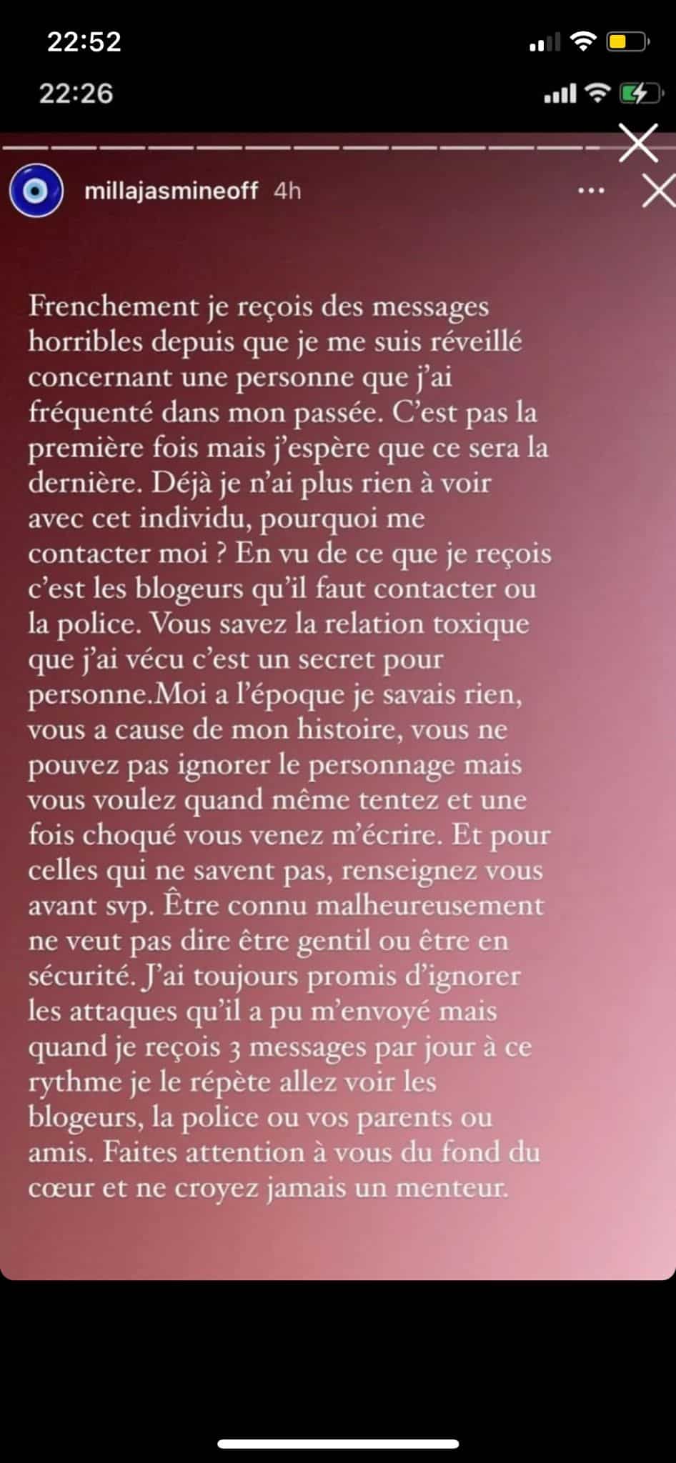 Milla Jasmine : 'vous savez la relation toxique que j’ai vécue', traumatisée par son ex, elle s’exprime