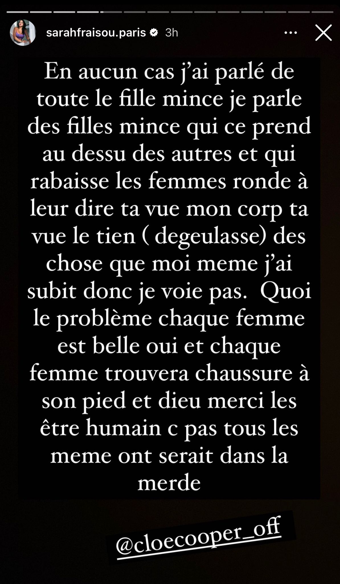 Sarah Fraisou : 'les hommes aiment la chair', Cloé Cooper la tacle sur ses propos