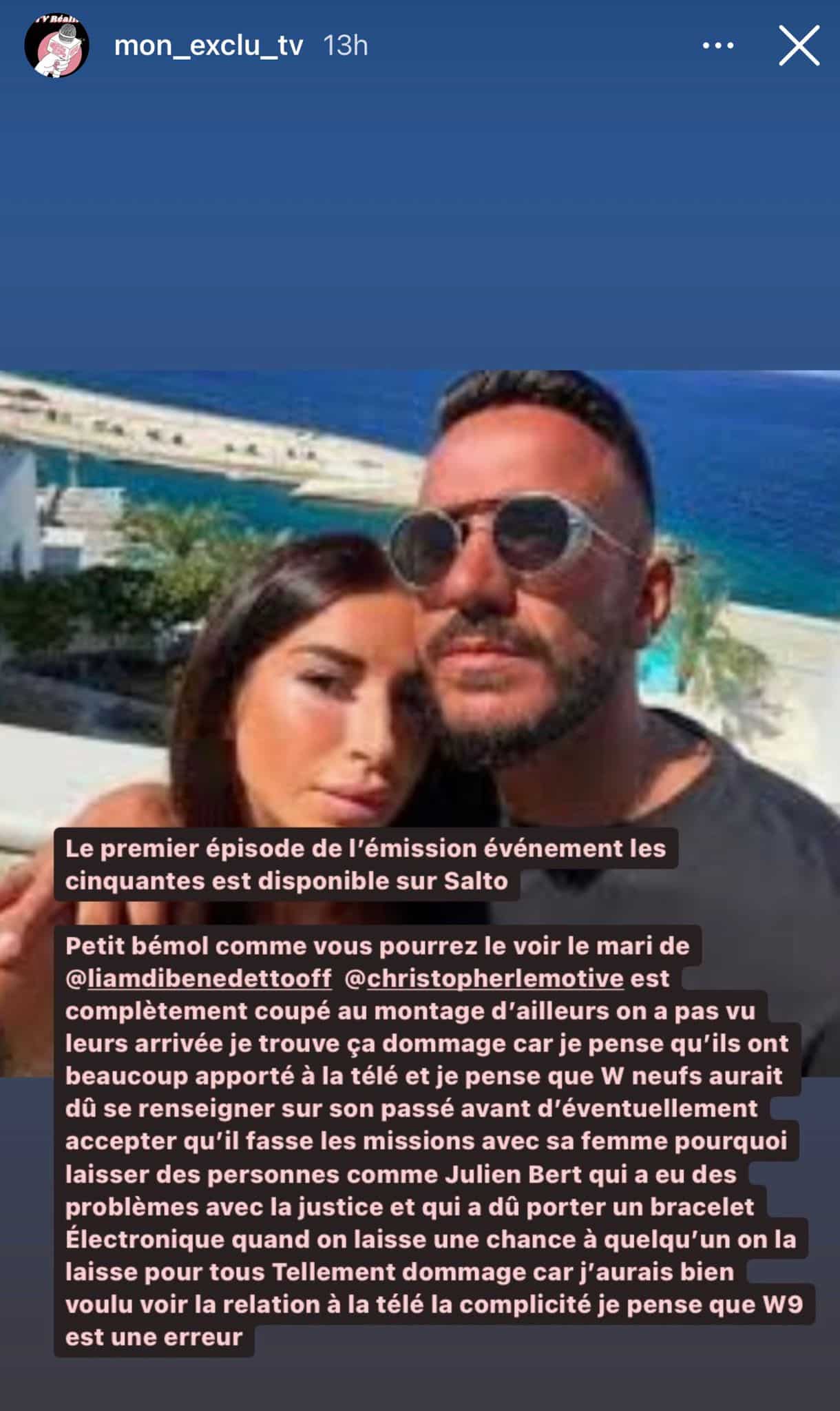 Liam Di Benedetto : son mari coupé au tournage des Cinquante pour ses antécédents judiciaires ?