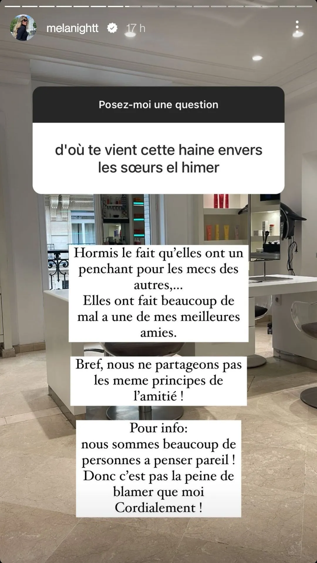 Les Cinquante : Mélanight s'explique sur le froid qu'il y a entre elle et les jumelles El Himer