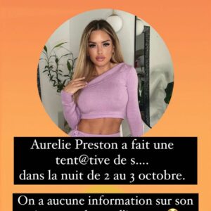 Aurélie Preston : elle aurait tenté de mettre fin à ses jours