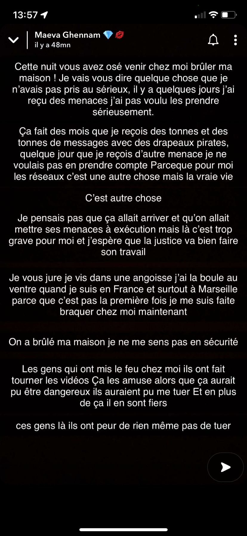 Maeva Ghennam : après la tentative d'incendie à son domicile, elle ne serait plus en sécurité 