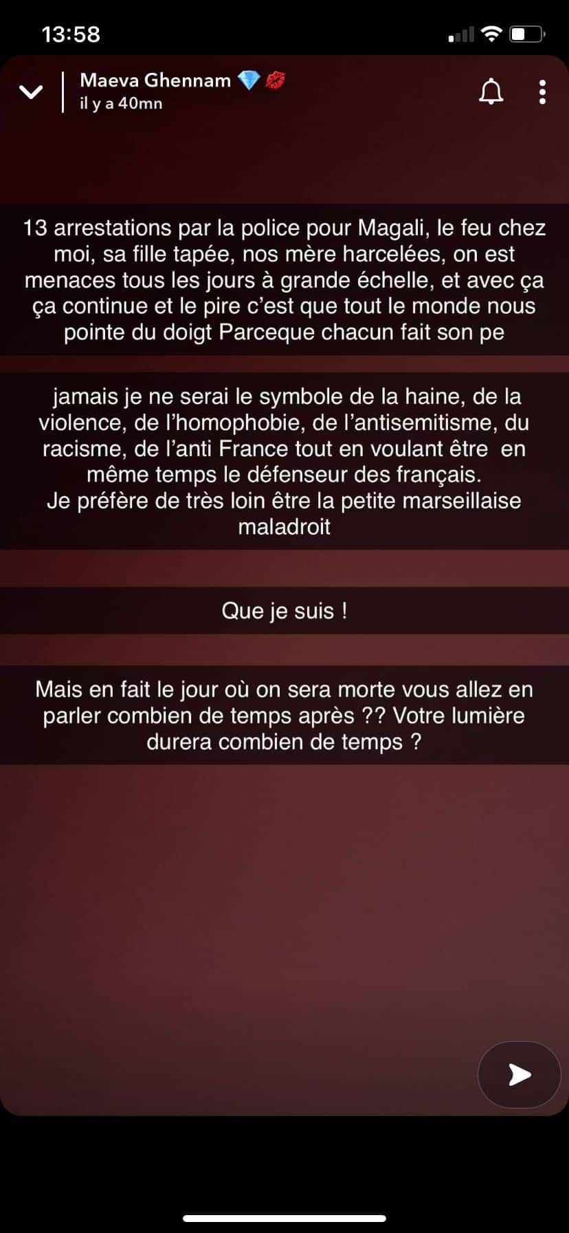 Maeva Ghennam : après la tentative d'incendie à son domicile, elle ne serait plus en sécurité 