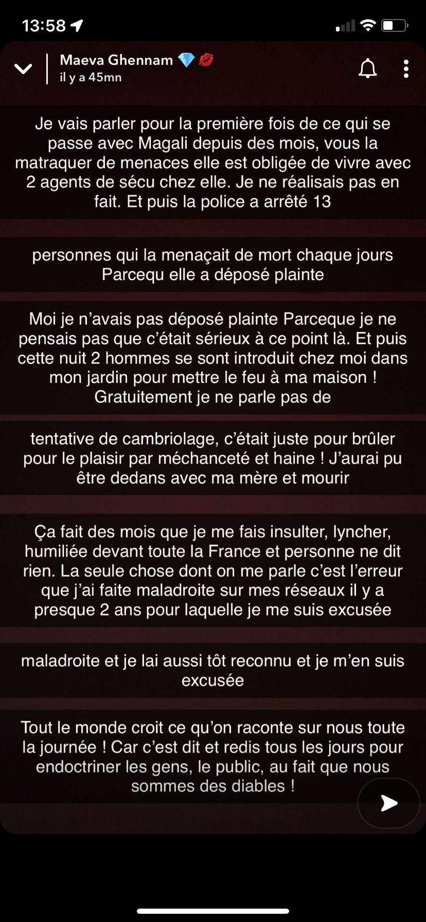 Maeva Ghennam : après la tentative d'incendie à son domicile, elle ne serait plus en sécurité 