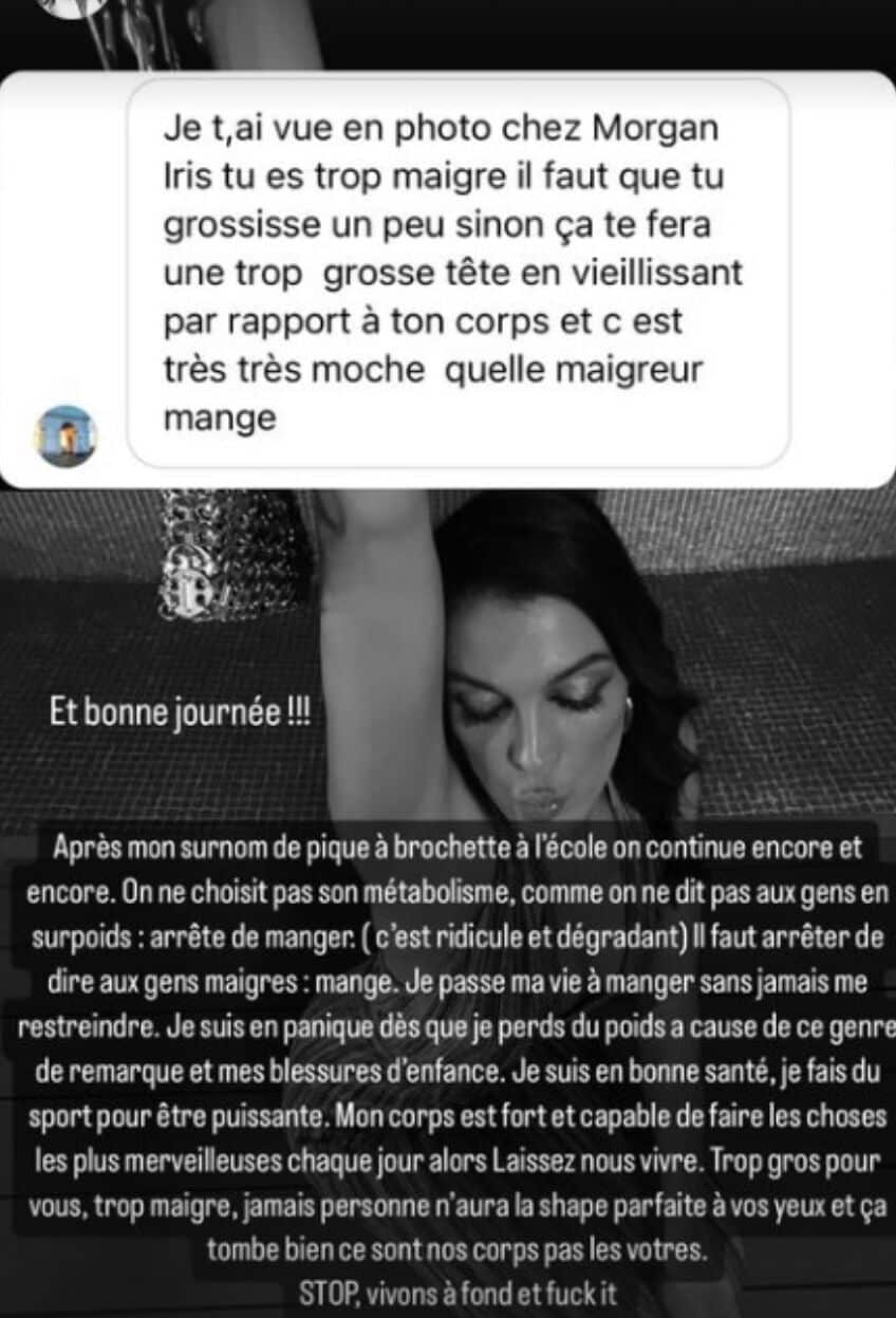 'T'es vraiment trop maigre...' : Iris Mittenaere critiquée sur son poids, elle voit rouge