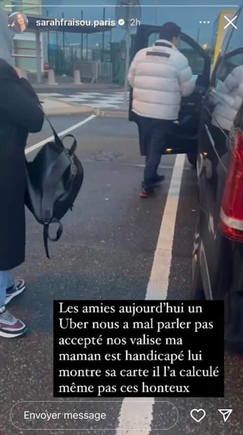 Sarah Fraisou : un chauffeur Uber refuse de la prendre, elle s'emporte