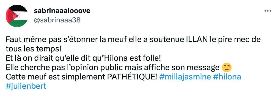 milla réagit aux accusations d'hilona face à julien 