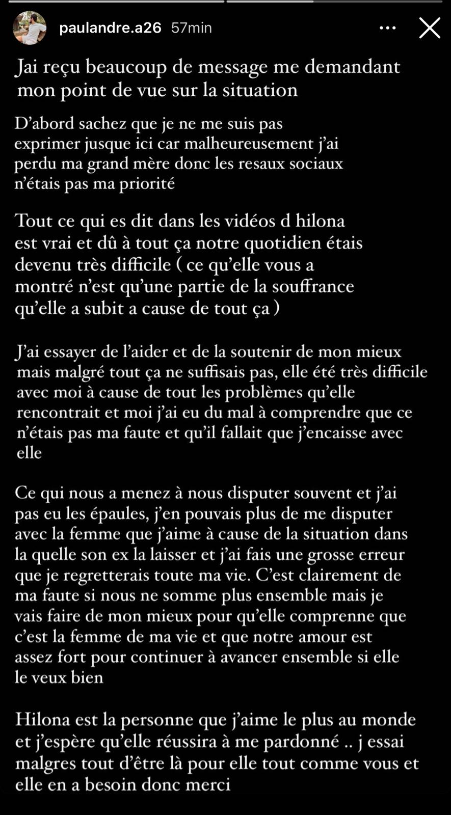 Paul-André prend la parole au sujet de l'affaire Julien/Hilona