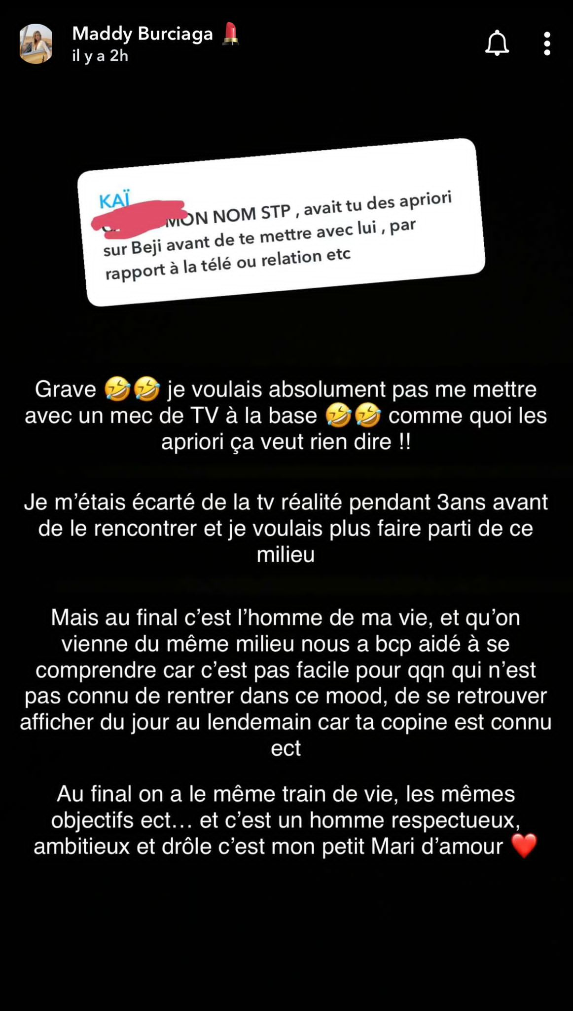 Maddy Burciaga : elle s'exprime sur sa vie sentimentale avec Benji depuis la naissance de son fils