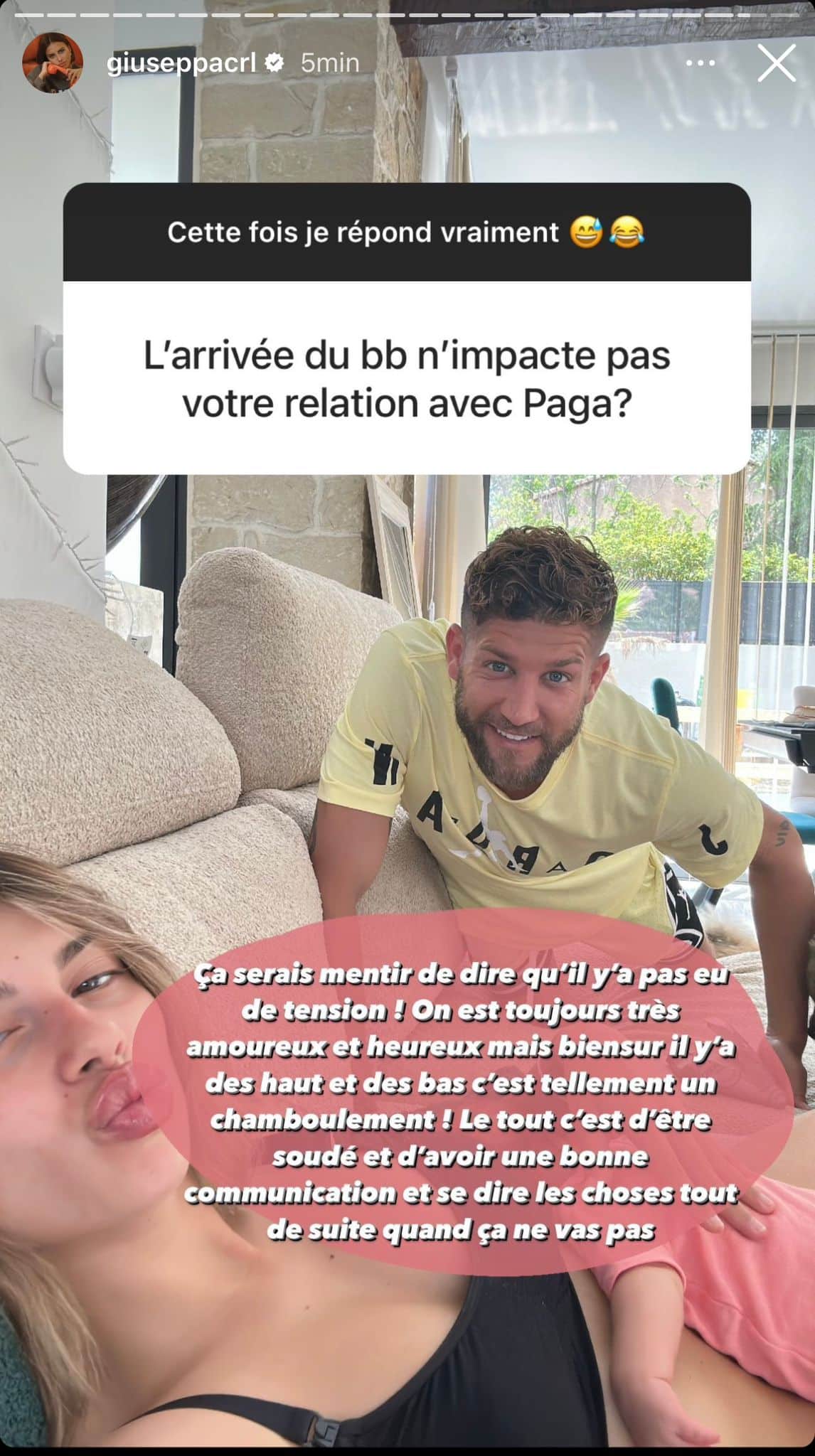 Giuseppa : elle s’exprime sur les problèmes de couple avec Paga depuis l’arrivée de leur fille