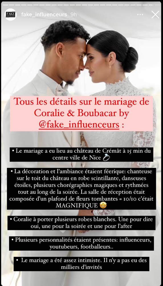 Coralie Porrovecchio : les détails de son luxueux mariage avec Boubacar Kamara 