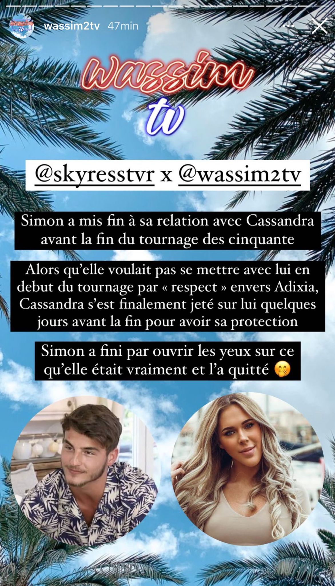 Adixia : trompée par Simon Castaldi avec Cassandra Jullia, elle montre des messages compromettants