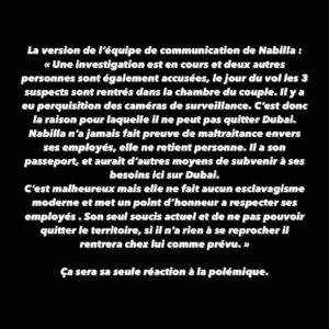 Nabilla Vergara : son chef de cuisine privé à Dubaï lance un appel à l'aide et dénonce son comportement