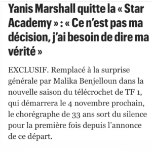 'Ce n'était pas ma décision' : Yanis Marshall brise le silence après son départ de la Star Academy
