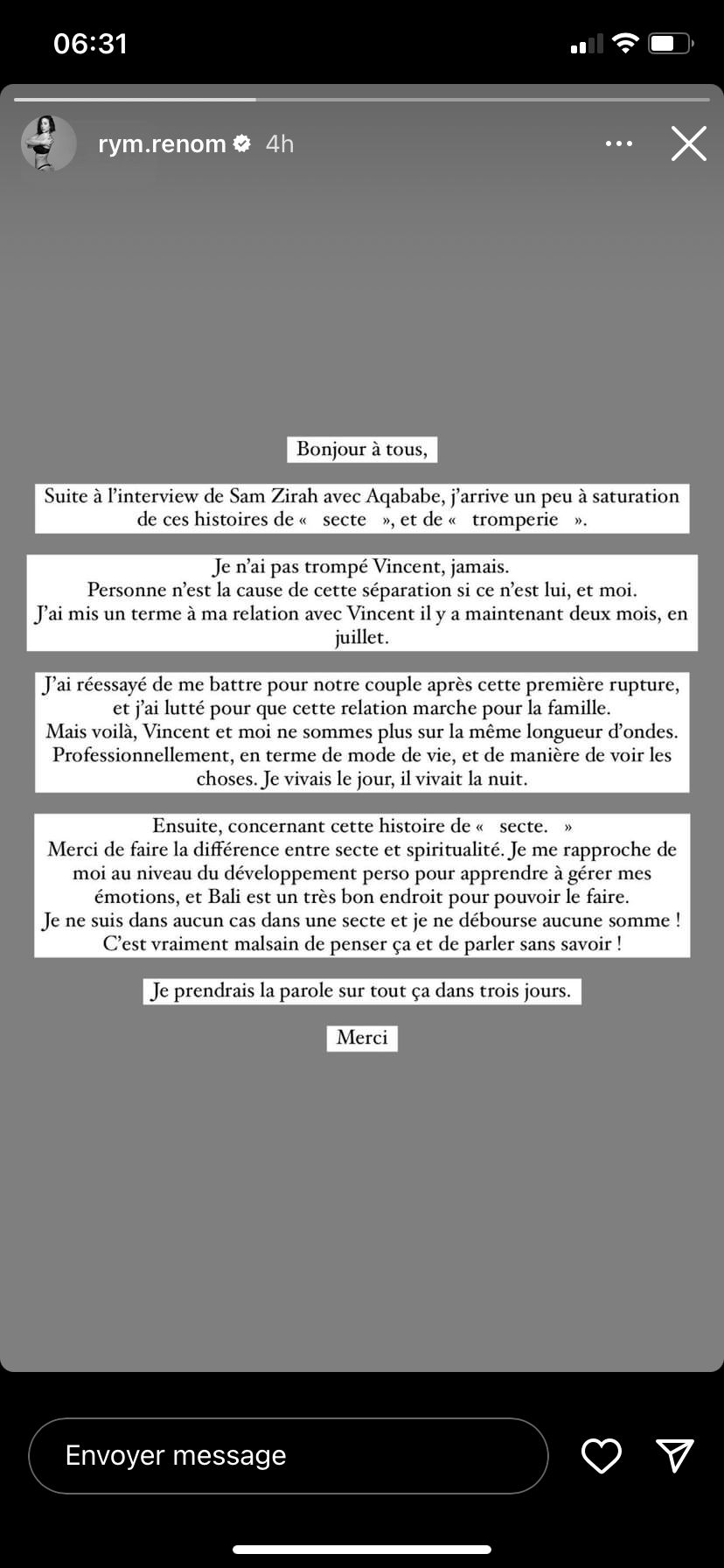 'Je vivais le jour, il vivait la nuit' : Rym Renom s'en prend à son ex Vincent Queijo