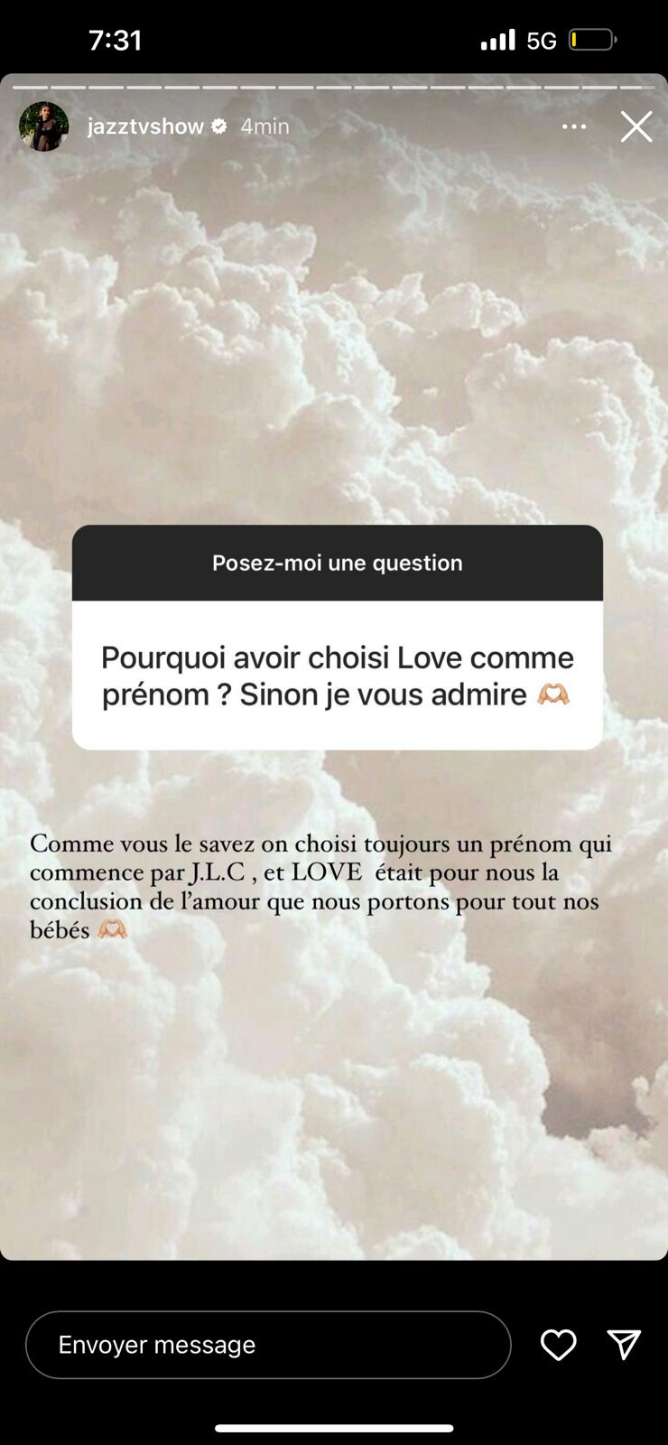 Jazz Correia : elle explique la signification du prénom de son fils Love Shine