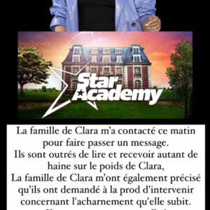Clara (Star Academy) : sa famille très inquiète pour elle, ils s'adressent à la production de l'émission
