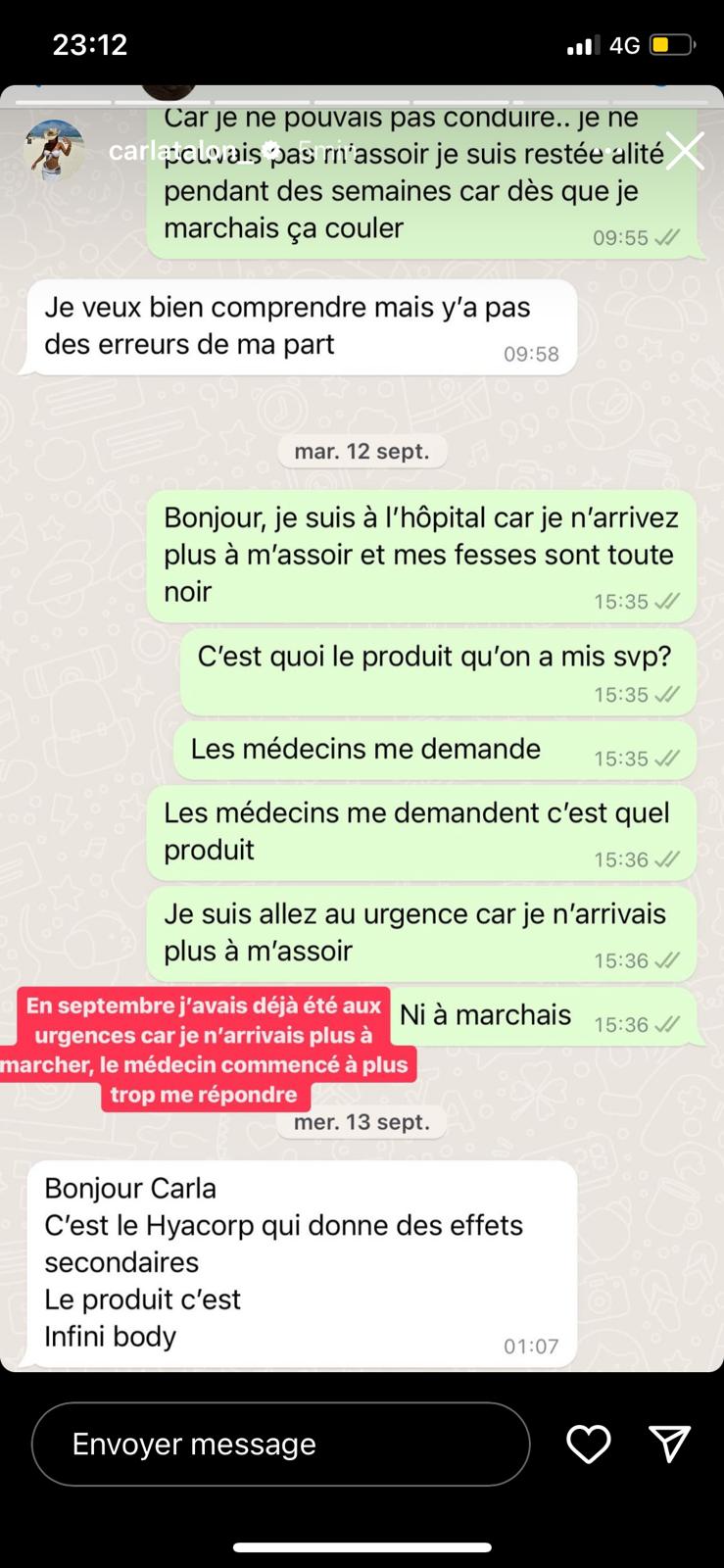 "Elles sont devenues noires" : Carla Talon enceinte, son état de santé après un lipofilling devient préoccupant