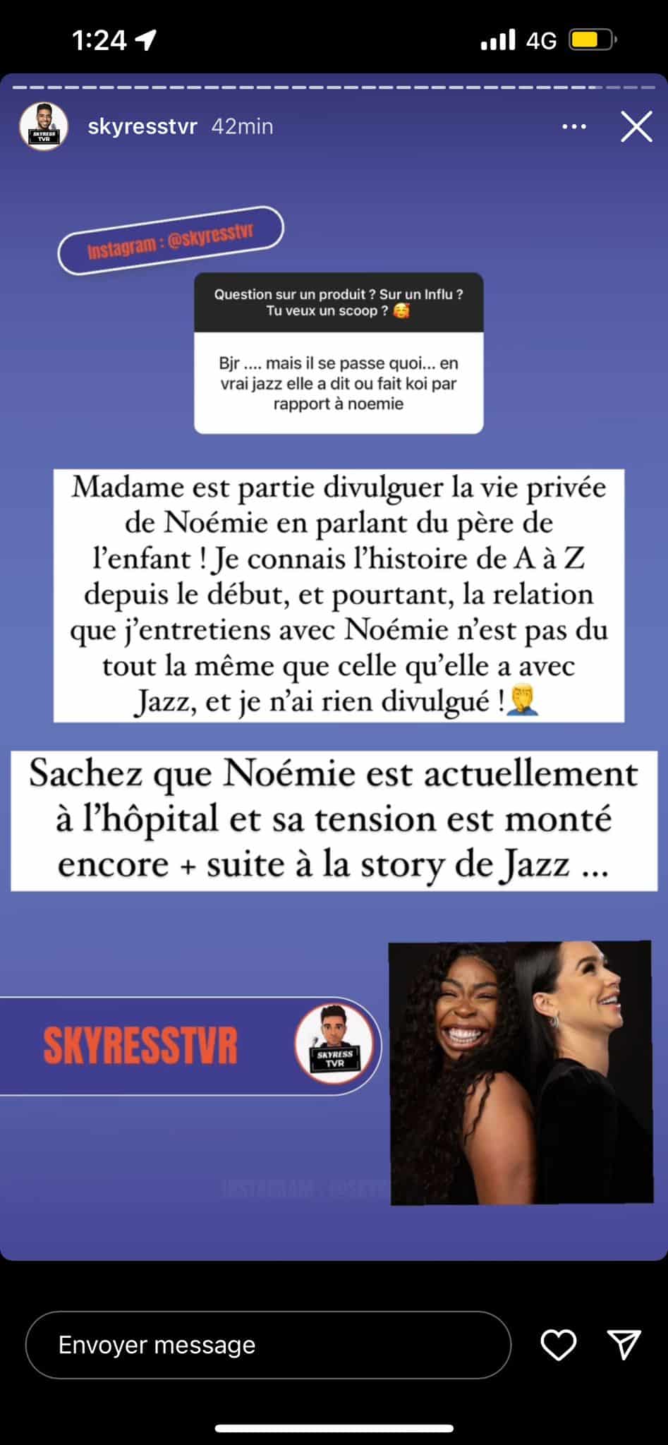 Noémie Mabelleuh : enceinte, elle est transportée à l'hôpital après les propos de Jazz sur le père de son enfant