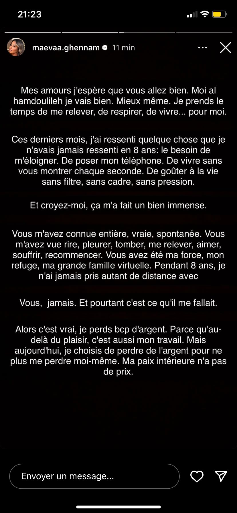 Maeva Ghennam : loin des réseaux sociaux, elle souhaite tout arrêter