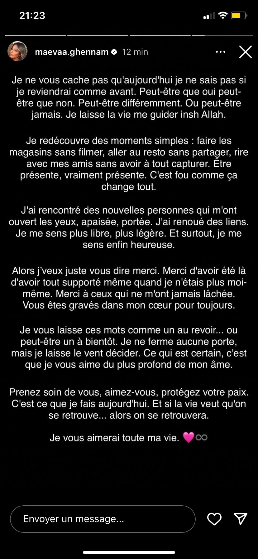 Maeva Ghennam : loin des réseaux sociaux, elle souhaite tout arrêter