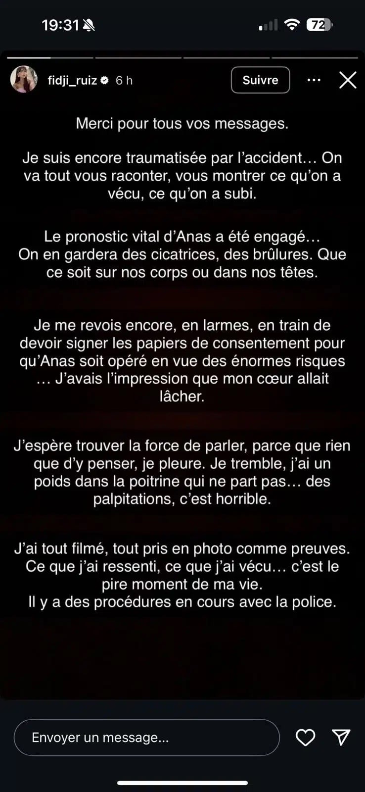 Fidji Ruiz : accusée d'avoir menti à propos de son accident avec son mari Anas, elle met les choses au clair