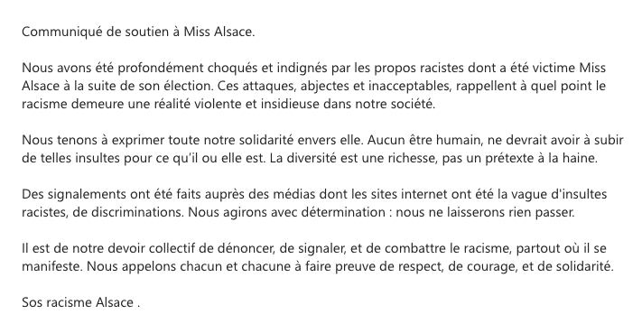Miss Alsace 2025 : victime d'une vague de racisme sur la Toile